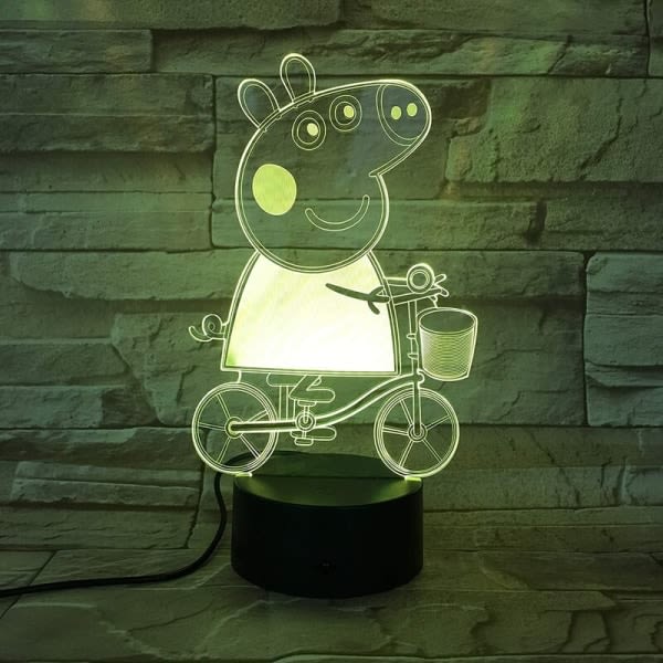 Peppa Pig fargerik touch + USB + 3d liten bordlampe vision kreativ nattlampe Valentinsdag gavelampe, for levende