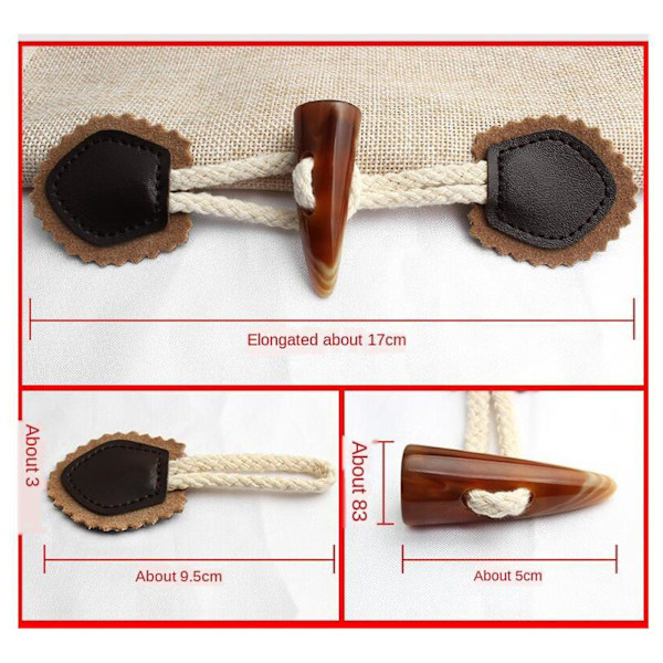4 Par Leather Sydd-på Knapper Harpiks Hornknapp Lukking DIY Sy Brun