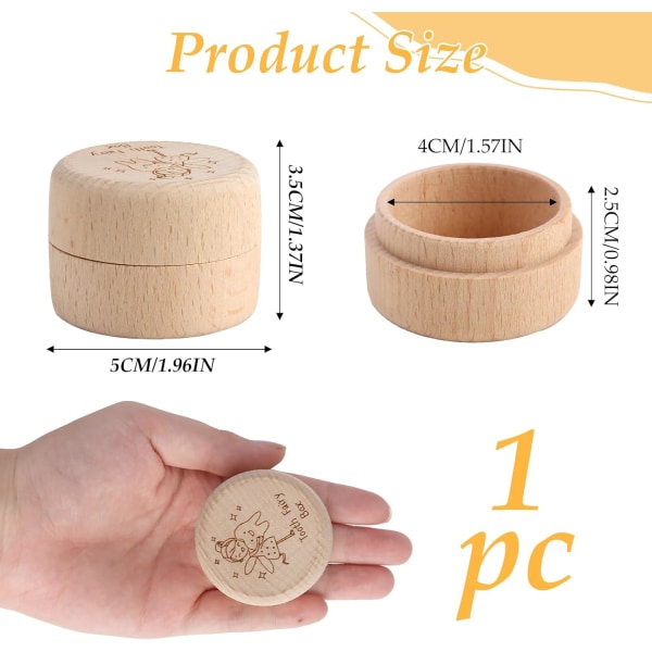 Tandfén låda, rund tandlåda i trä, souvenirförvaringslåda, mini söt samling förlorad tand souvenirförvaringslåda