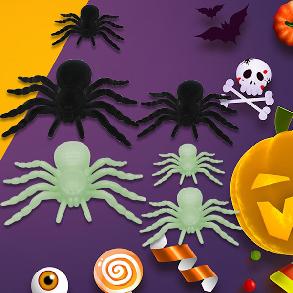 Simulerad Spindel Realistisk Livsliknande Icke-deformerbar Halloween Flockad Spindel Skräckscener Spökhus Dekorationer Black M