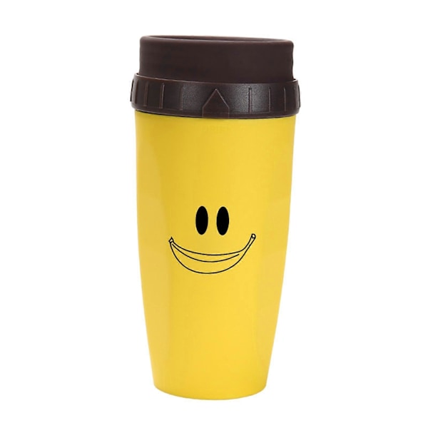 Bärbar Coverless Twist-mugg med isolerad kaffekopp i rostfritt stål smile yellow
