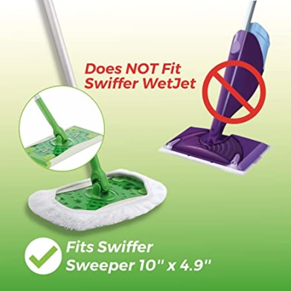 8-pack bomullsmoppe, gjenbrukbar for Swiffer Sweeper-mopp, oppgradert