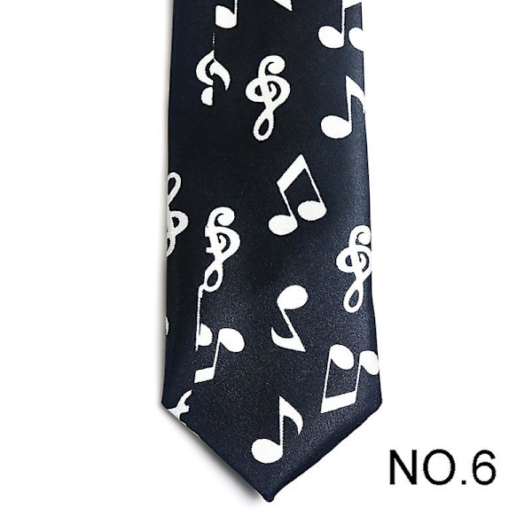 Nyhet Herr 5cm Polyester Slips Smal Musikalisk Slips Pianonoter Gitarr Tryckt Färgglad Halsduk Bröllopsfest Slipsar Kostymgåva #10713