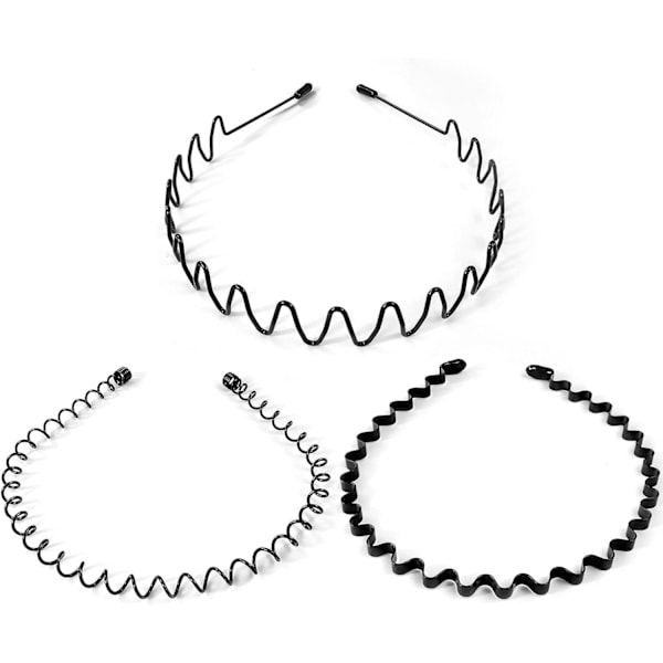3 kpl metallihiuspantaa miehille, metallihiuspanta, liukumaton ja kestävä aaltoileva hiuspanta, unisex-urheilumuotihiuspanta-asusteet naisille ja miehille 1 count (Pack of 3)
