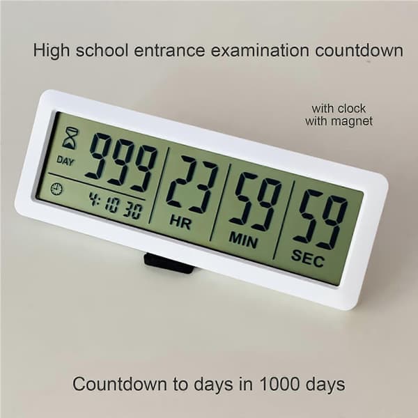 Digital 999 Dagars Nedräkningstimer Display Tidsklockor för Pension Semester White