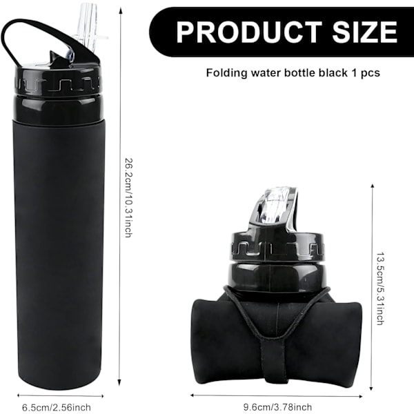 Hopfällbar Silikon Vattenflaska 600ml Kapacitet Läckagesäker Fällbar Vattenflaska BPA-fri Silikon Sport Vattenflaska Ultralätt