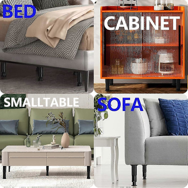 4 stk. 15-28 cm høje sengestøtteben, sengerammeben til king size og queen size sengebunde, sengerammestøtteben, justerbare sengerammestøtteben udskiftning, seng