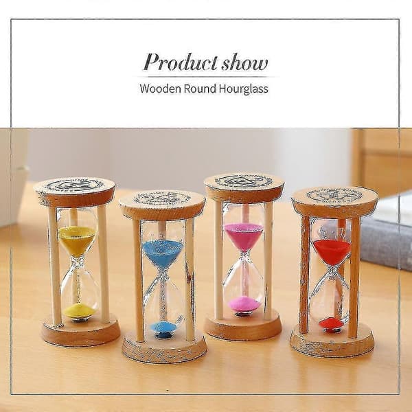 3 Minutters Timeglas Sand Timer - Rundt Glas Træ Sandur