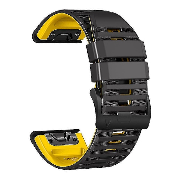 Horisontale Striber Silikon Udskiftningsrem til Garmin Tactix Delta/enduro Black Yellow