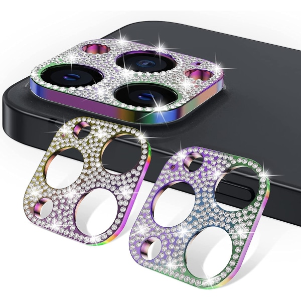 2-pak diamantkrystal kameralinsebeskytter kompatibel til Iphone 13 Pro(6.1")/13pro Max(6.7") Tilbehør Bling kameracover, etuivenligt, anti-sc Colorful Colorful
