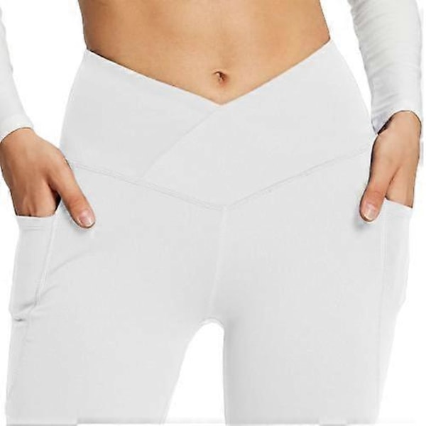Naisten Crossover-leveälahkeiset leggingsit, korkeavyötäröiset jooga-urheiluhousut Navy L