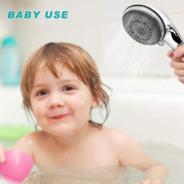 Suihkupää, 7 tila-asetusta Painetta lisäävä suihkupää Vettä säästävä kylpy aikuisille Lapset Lemmikit Koti- ja kuntosalikäyttöön