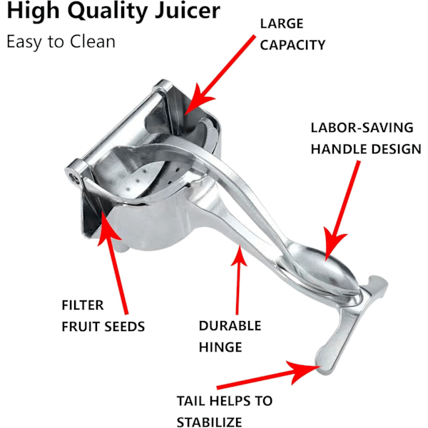 Manuell Citruspress, Handdriven Saftpress, Robust Aluminiumlegering - (1st)