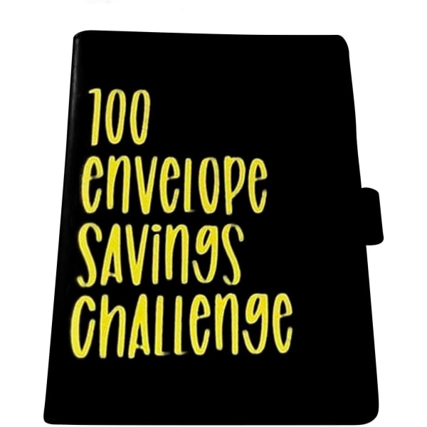100-kuvert-udfordringsbinder nemt og nemt at spare, spareudfordringsbind, budgetbind med kontantkonvolut (sort)