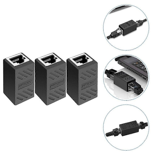 3 kpl Ethernet-jatkaja Ethernet-liitin Cat 6 -liitin RJ45 Ethernet-sovitin