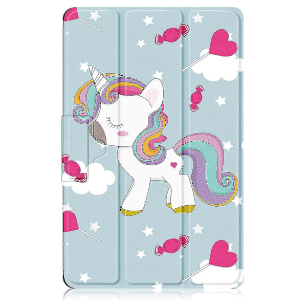 Lær Smart Tabletveske For Lenovo Tab M10 10.1 3. Generasjon Rainbow Unicorn