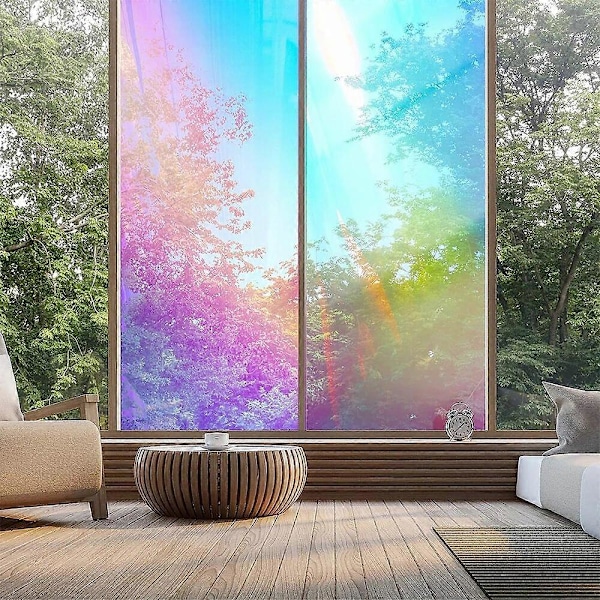 157x39 cm läpinäkyvä sateenkaarenvärinen ikkunakalvo holografinen vedenkestävä liimaava koristeellinen sävytetty lasivinyl shopping mallin sisustukseen Red 15.7in x 39in