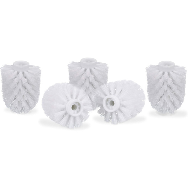 Toalettborsthuvud i 5-pack, lösa toalettborstar 9,5 mm gänga, ersättningsborsthuvud diameter 9 x 7 cm, vit