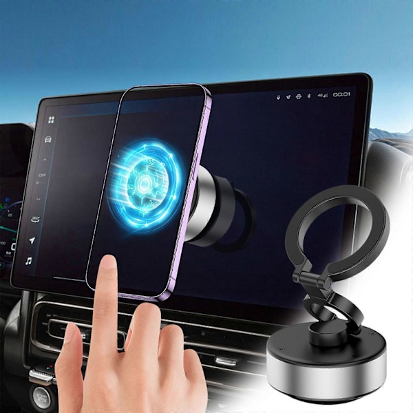 Kääntyvä Auton Imu-Puhelinteline 360 Taitettava Sähköinen Tyhjiömagneetti-Imu Autopuhelinteline Kaksipuolinen Universaali Älyteline Autoon/Peiliin Silver