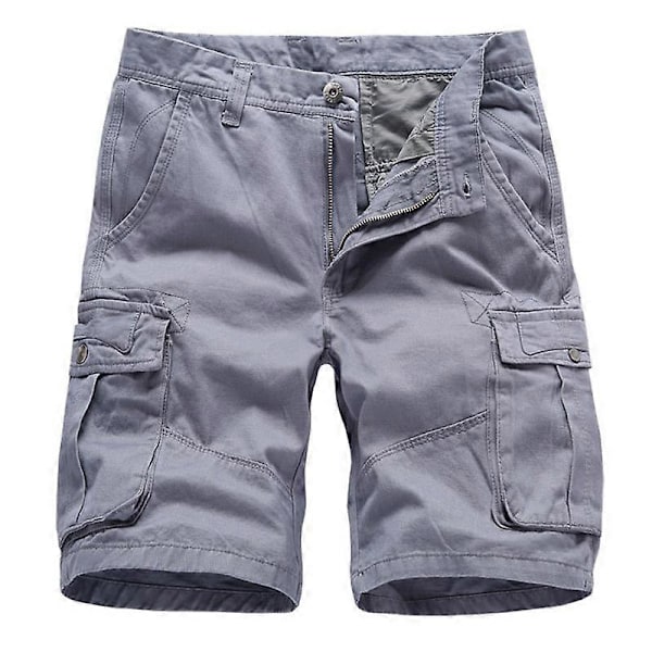 Herr Sommar Utomhus Rak Tactical Shorts Combat Dragkedja Botten Cargo Halvbyxor Grey 30