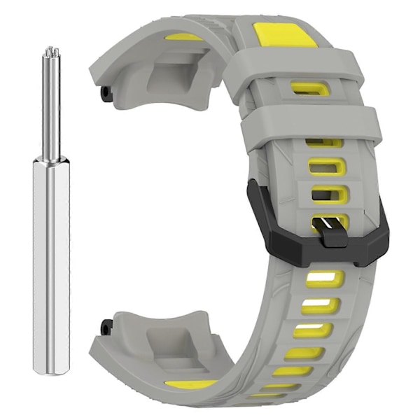 Huami Amazfit T-Rex 3 -kellolle tarkoitettu kaksivärinen silikoninen hengittävä urheiluranneke - Harmaa+Keltainen Multicolor Grey Yellow