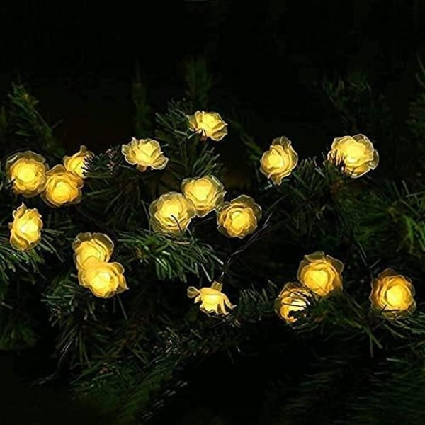 Solcelled Julelys, 30 LED Vanntette Rosehagedekorasjoner Warm White