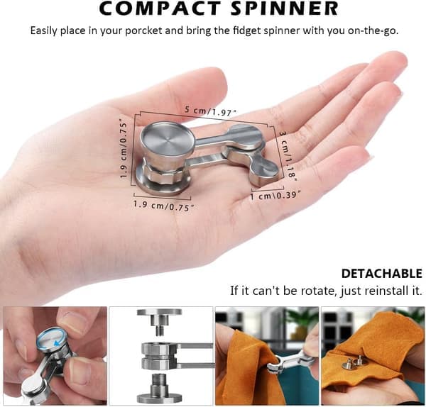 Fidget Spinner, Ultra Holdbar Finger Spinner Leketøy i Rustfritt Stål, Stresslindrende Sensoriske Leker for Voksne og Barn