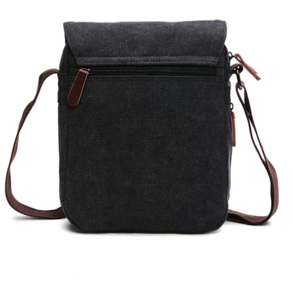 Sporty crossbody-taske i kanvas og læder Sort Sort Black