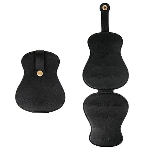 Guitar Pick Holder - Stor kapacitet PU læder pick etui sort sort Black