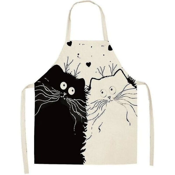 Cute cartoon cat cartoon apron, cotton and linen creative home daily necessities