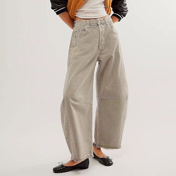 Wide Leg Denim Bukser Komfortable Åndbare Bukser til Dates og Transport White M