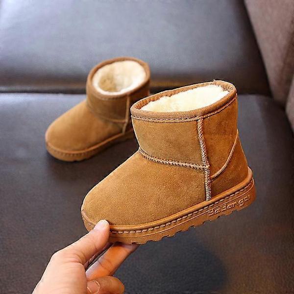 Muodissa Lasten Vapaa-ajan Kengät Vauvoille Pojille Tytöille Lumi Lämmintä Saappaat Juoksukengät Merkki Urheilu Valkoiset Kengät Lapsi fleece Lenkkarit Brown 31(19cm)