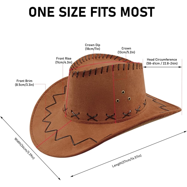 Cowboy-hattu Suede Cowboy Hat Leveälierinen Western Cowboy-hatut Aito Gunslinger Hat Huopa Cowboy-hattu Miehille Naisille