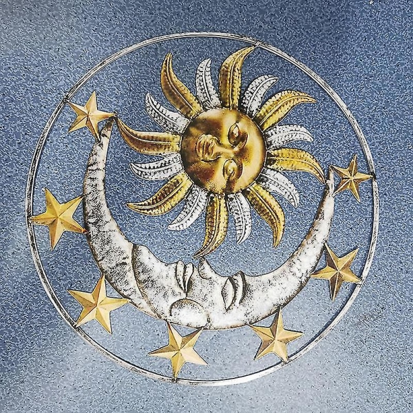 Metal væg kunst dekoration kreativ sol måne stjerne statue hængende ornament til hjemmet