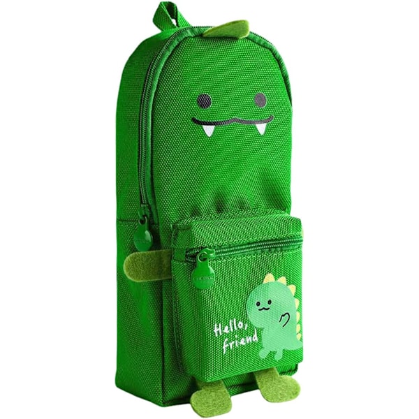 Dinosaur Children's Character Square Zipper Pencil Case Large Capacity Double Layer Office Supplies Stationery Pencil Bag