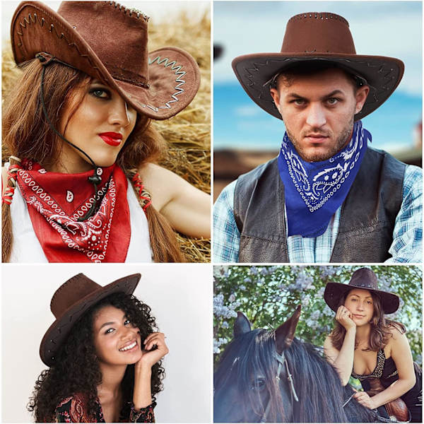 Cowboyhatt i mocka - Bredbrättad Western Cowboyhatt - Autentisk Gunslingerhatt - Filt Cowboyhatt för Män och Kvinnor