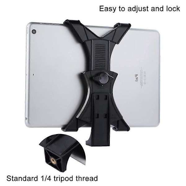 2 i 1 Tablet Telefon Stativfäste Snabb Vridning Tilt Justerbar 360 Roterande Hållare Tabletter Adapter Klämfäste Stativfäste för Videoinspelning