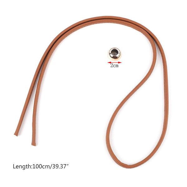 Trekkreim i PU-lær med snor for bøttevesker, skuldervesker, tilbehør Brown Leather draw cord