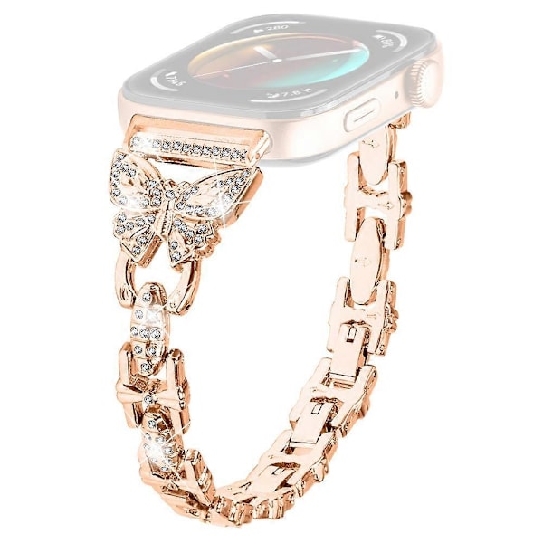 Rems for Huawei Watch Fit 3 med Rhinestone-dekor og sommerfugl-design, armbånd i rustfritt stål Multicolor Style C