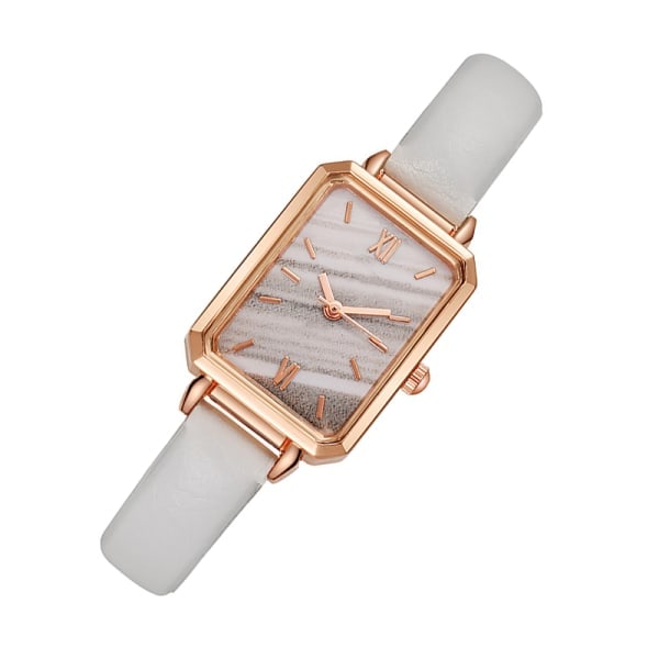 Ur elegant vintage simpelt stil rektangulært rustfrit stål moderigtigt armbåndsur til kvinder hvid