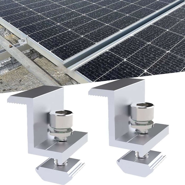 12 stk Solar End Clamp Solar Panel Monteringsbraketter, justerbare Pv Photovoltaic Monteringsklemme Brack