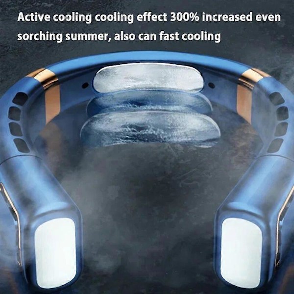 Drivna Handfläktar Hängande Halsfläkt Digital Display Power ventilador Bladlös Halsbandsfläkt Bärbar Sommar Luftkylare USB Uppladdningsbar LED Black