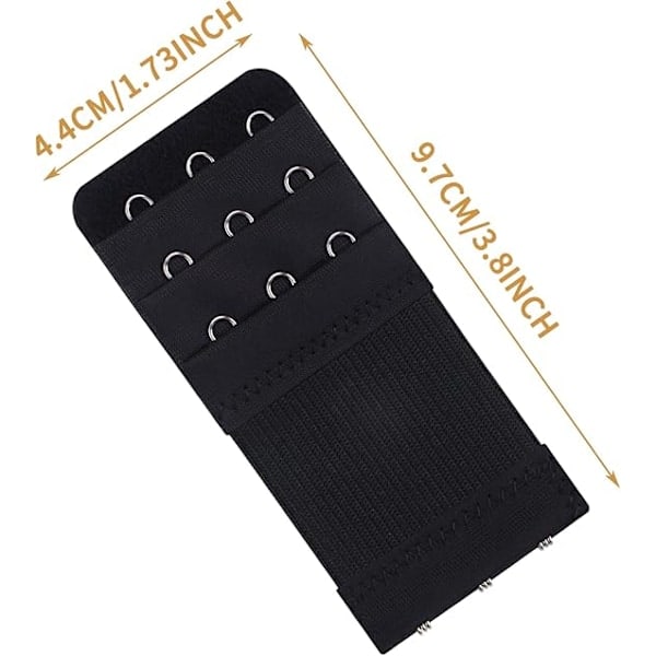 3-pack BH-förlängare för kvinnor 3 krokar 3 rader elastiska BH-förlängare elastiska BH-bandskrokar