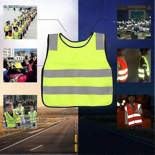 4 st Säkerhetsvästar för Barn Hög Synlighet Bärbar Reflexväst för Utomhusaktiviteter Löpning Ridning (orange, Fluorescerande Gul, Blå, R