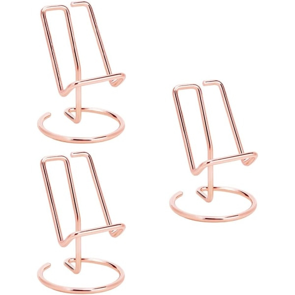 (rosenguld) 3 stk. metal visitkort holder til skrivebord Elegant Linen