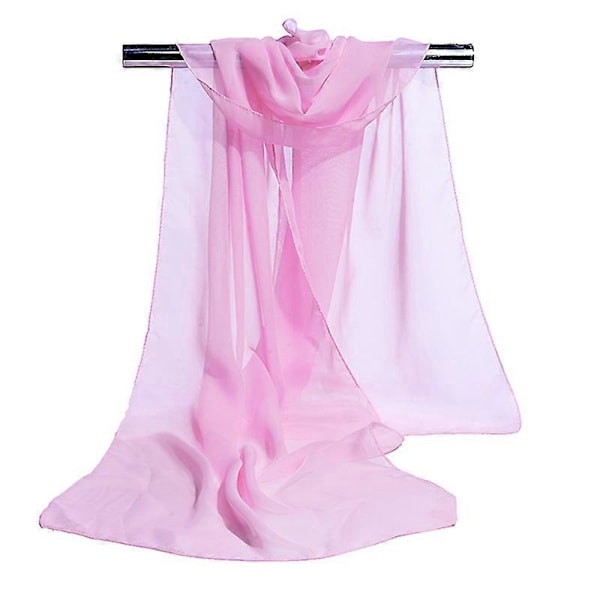 Transparent Chiffon-sjal | Sjal för kvinnor Bröllopsklänning - Enfärgad Chiffon Silke Pink 160x50cm