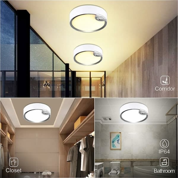 Bevegelsessensor LED Batteridrevet taklampe IP64 Rund
