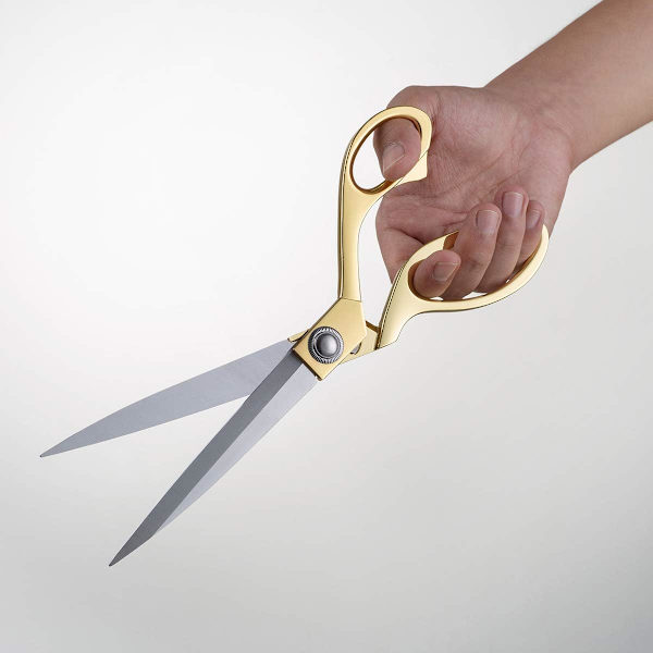 10,5'' Sølv Rustfrit Stål Skarpe Skræddersakse Tøj Saks Grill Klip Justerbar Køkkensakse Stof Heavy Duty Gold
