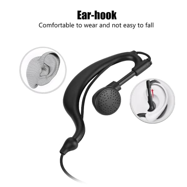2-bens ørestykke PTT Walkie Talkie Headset Ørekrog til tovejsradio