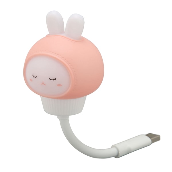USB LED-lampa med röststyrning, 3 ljusstyrkenivåer, timer, ögonvänlig, bärbar, söt LED-nattlampa för sovrummet, kanin